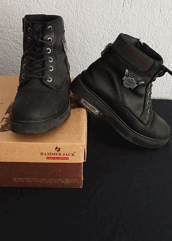 Hammer Jack Unisex Siyah Hakiki Deri Bot - Görsel 5