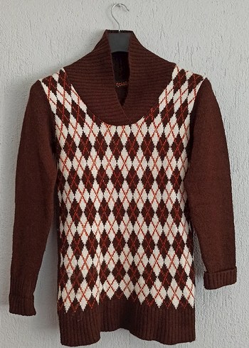 Kadın Triko Desenli Kazak - Görsel 9