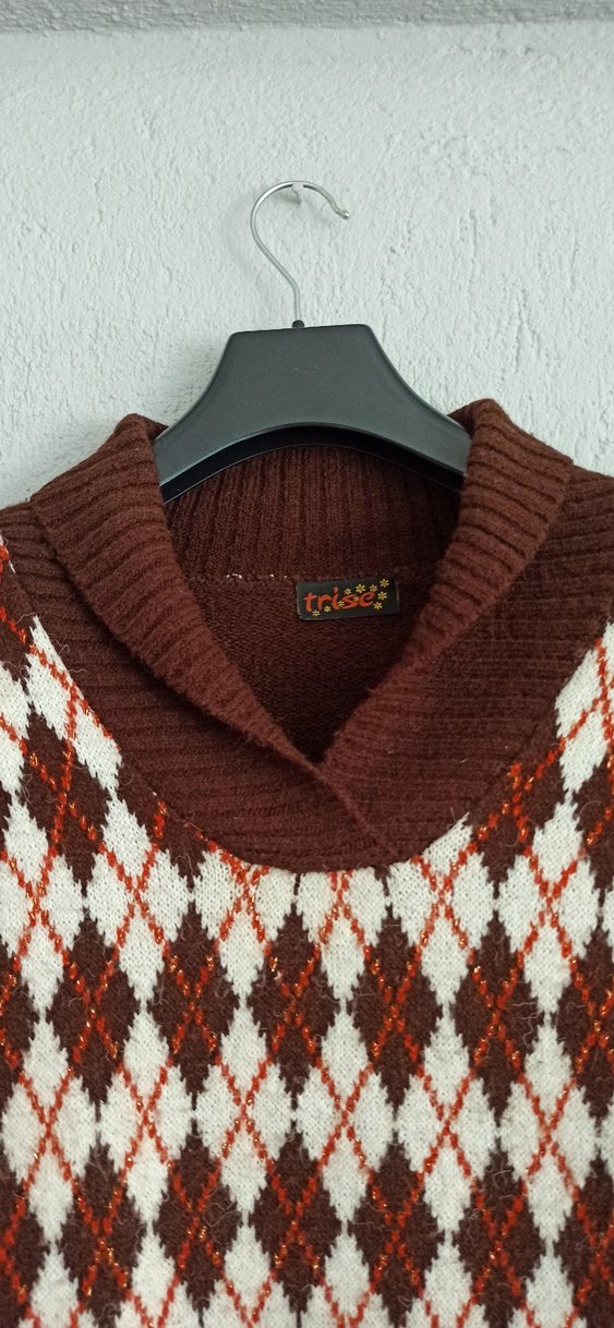 Kadın Triko Desenli Kazak - Görsel 4