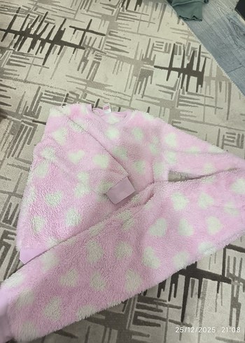 Kız Çocuk Pembe Batik Desenli Sıcak Bornoz - Görsel 3