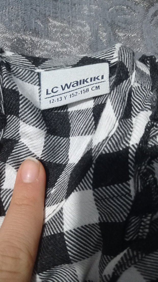 Düğmeli Uzun Kollu Gri Ekose Kız çocuk gömlek - Görsel 2