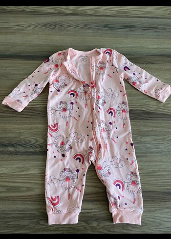 Pembe Fermuarlı Bebek Kız Tulum 6-9 ay
