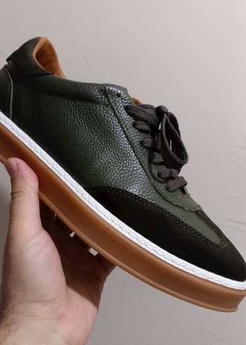 Erkek deri Koyu Yeşil Bağcıklı Günlük Ayakkabı - Görsel 2