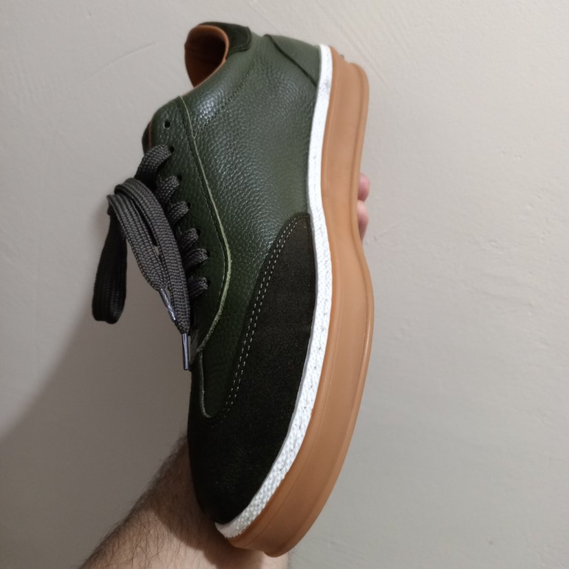 Erkek deri Koyu Yeşil Bağcıklı Günlük Ayakkabı - Görsel 4