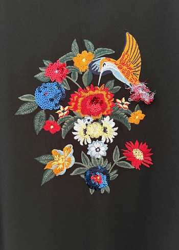 Çiçek Desenli Uzun Kollu Mini Elbise - Görsel 2