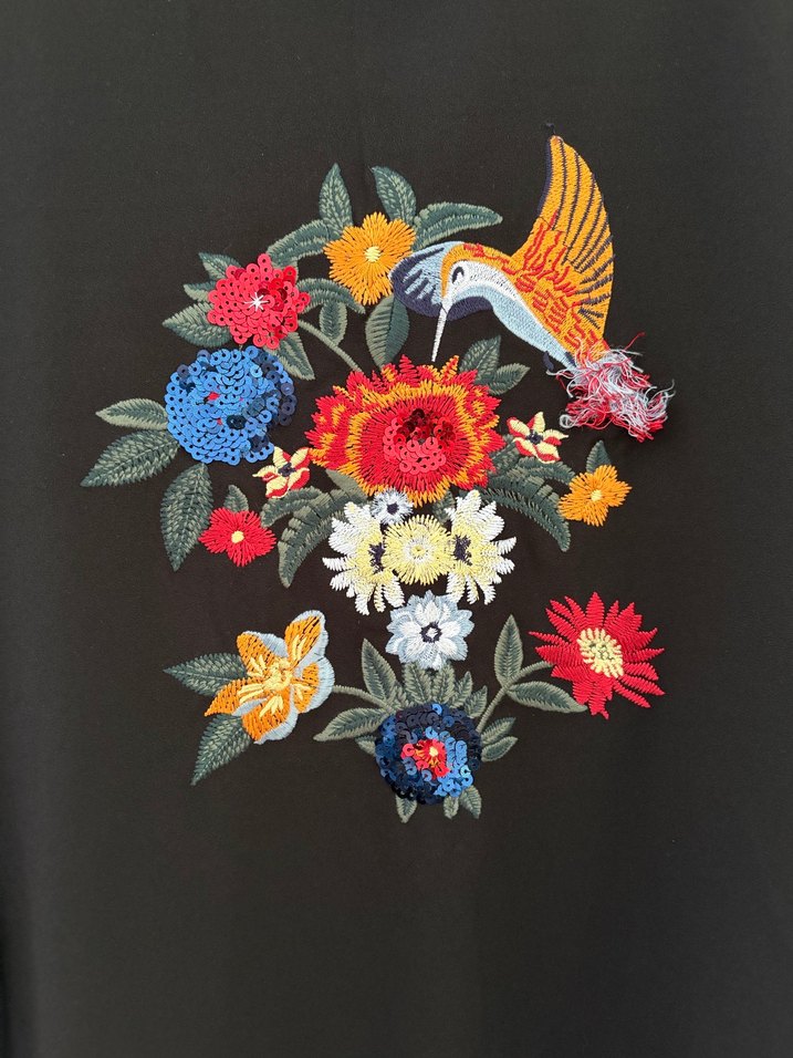 Çiçek Desenli Uzun Kollu Mini Elbise - Görsel 2