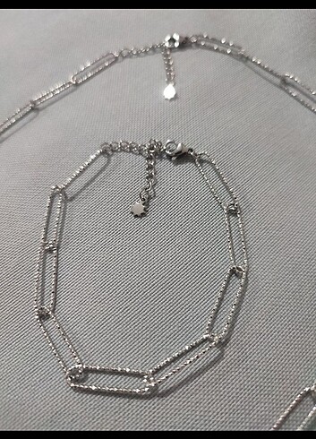 Beden Tırtıklı Ataç Silver Çelik Kolye