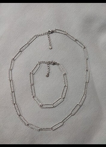 Tırtıklı Ataç Silver Çelik Kolye