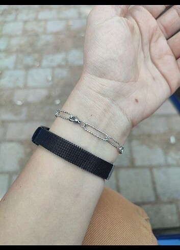 Tırtıklı Ataç Silver Çelik Bileklik