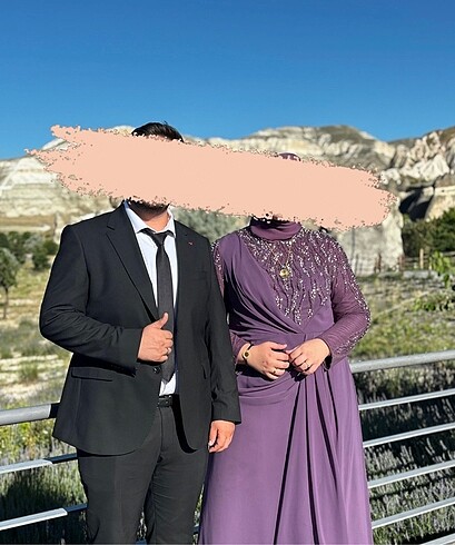 50 Beden mor Renk Nişanlık Elbise