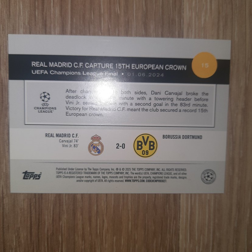 Real Madrid Şampiyonluk Kutlaması UCL 2024 Kart - Görsel 2