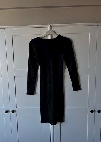 Siyah Uzun Kollu Midi Triko Elbise - Görsel 2