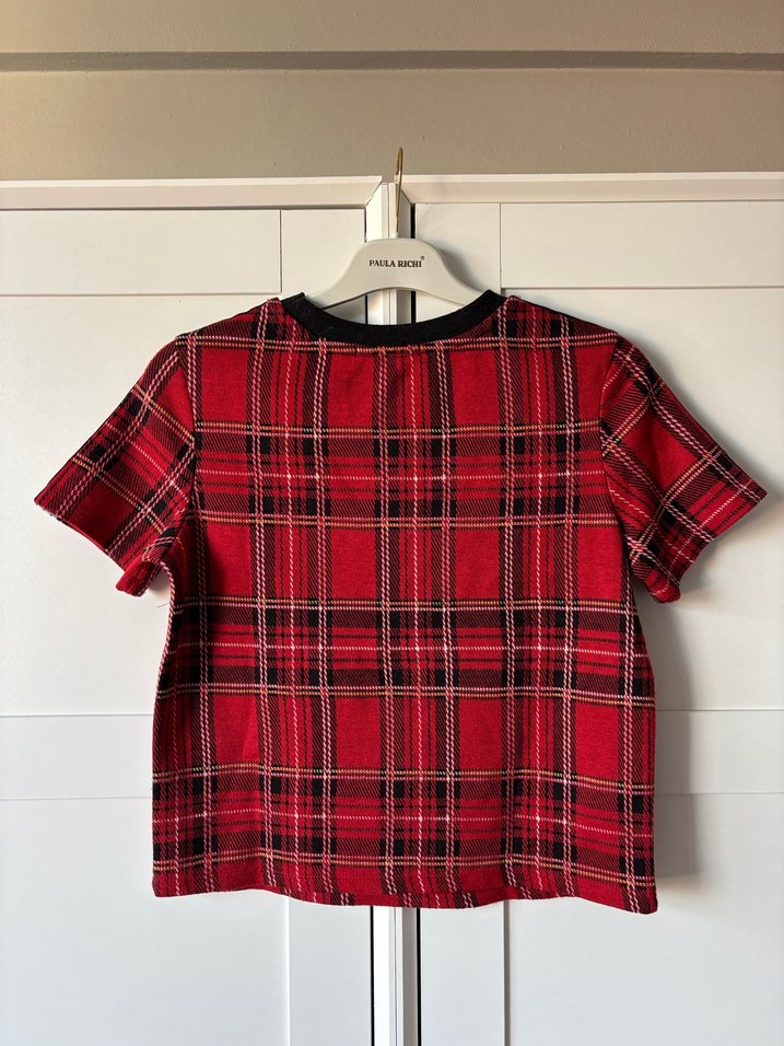 Renkli Ekose Kısa Kollu Tişört - Görsel 3