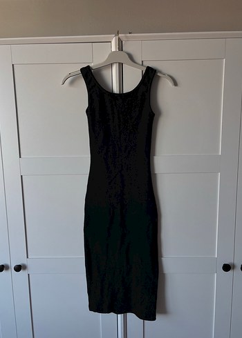 Siyah Midi boy yuvarlak yaka Kolsuz Kadın Elbise - Görsel 2