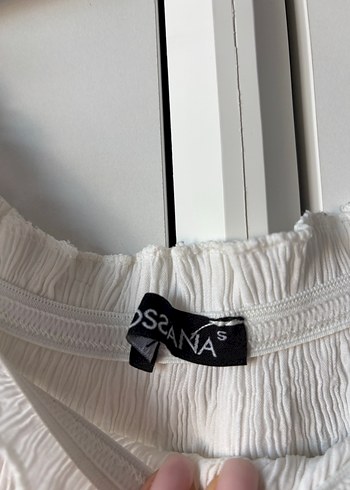 Dantel Detaylı kayık yaka Beyaz Bohem Bluz - Görsel 2