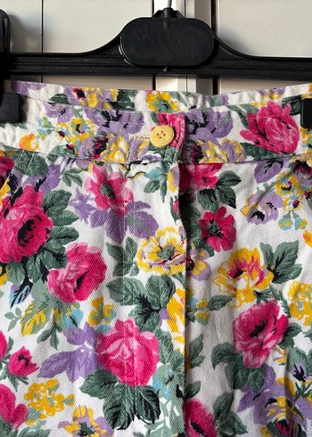 Çiçek Desenli Renkli Düğmeli etek - Görsel 2