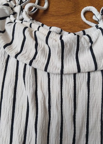 9 yaş Beyaz Çizgili kız çocuk Mini Tulum - Görsel 5