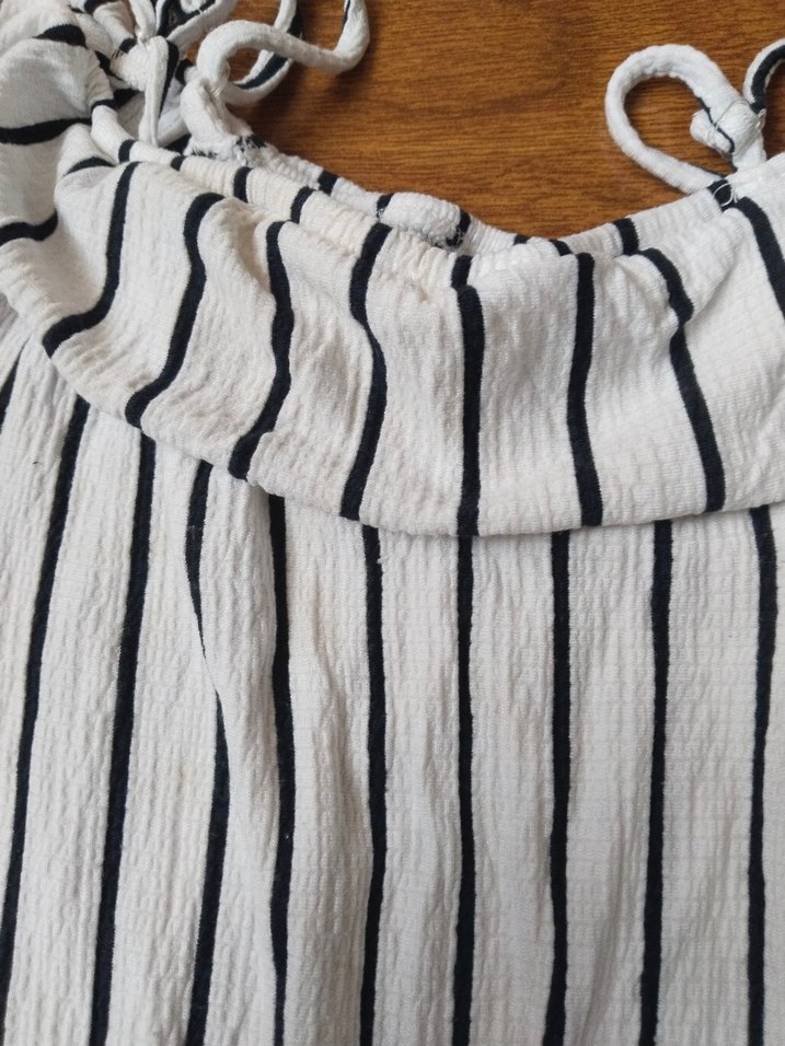 9 yaş Beyaz Çizgili kız çocuk Mini Tulum - Görsel 5