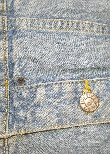 Kapüşonlu Düğmeli Mavi Denim Ceket - Görsel 4