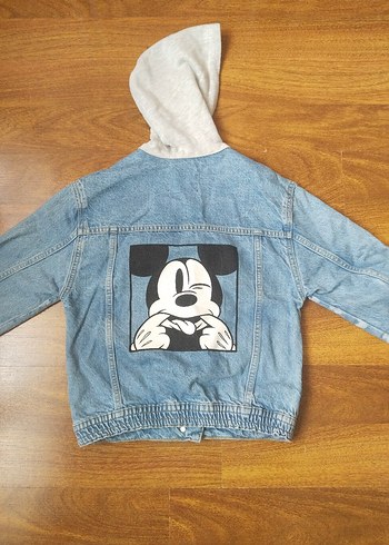 Kapüşonlu Düğmeli Mavi Denim Ceket - Görsel 3