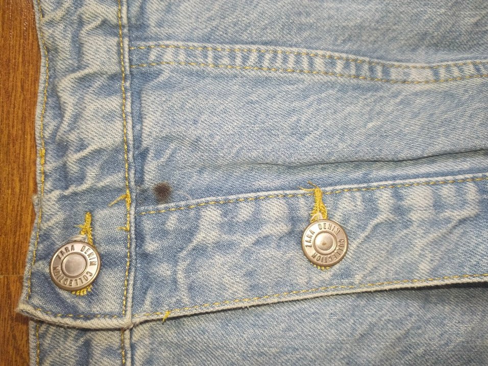 Kapüşonlu Düğmeli Mavi Denim Ceket - Görsel 4