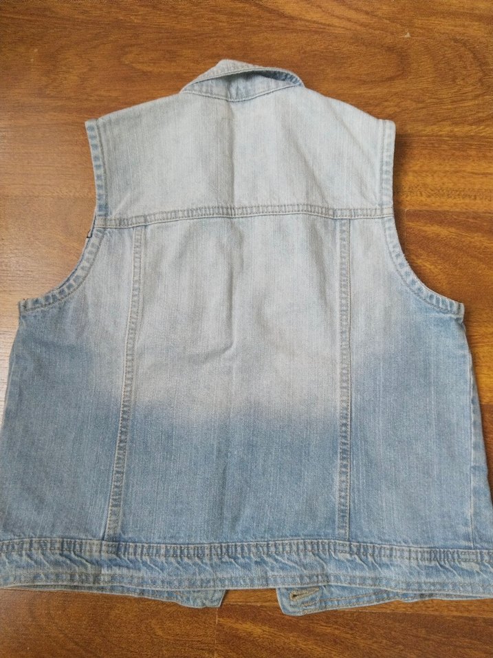 Dantelli Kolsuz Bej Denim Yelek - Görsel 4