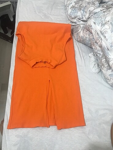 s Beden turuncu Renk Uzun elbise