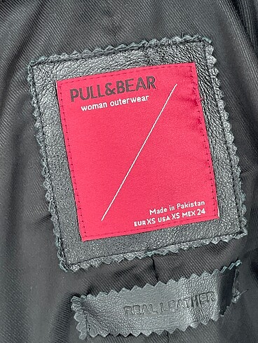 xs Beden siyah Renk Pull and Bear Deri Ceket %70 İndirimli.