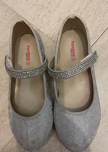 Kız Çocuk Gri Simli Babet Ayakkabı - Görsel 3