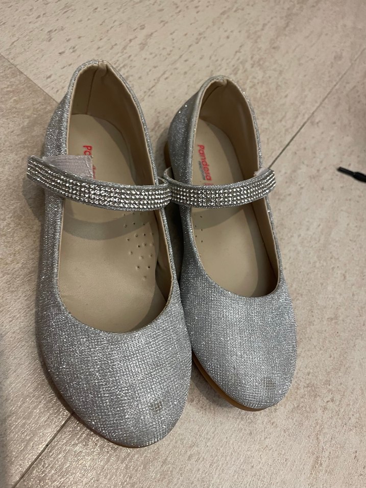 Kız Çocuk Gri Simli Babet Ayakkabı - Görsel 2