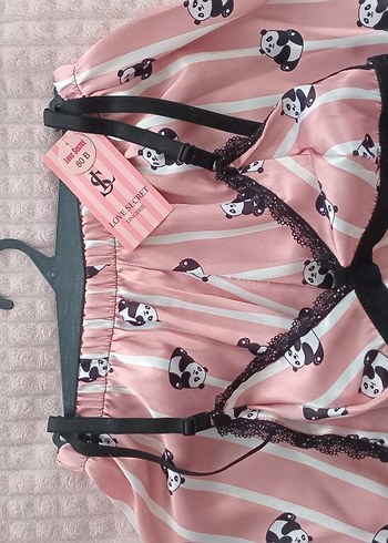 Pembe Panda Desenli Mini Askılı Pijama Takımı - Görsel 2