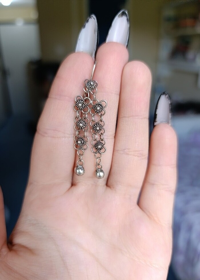 Yöresel akıtma kişniş telkari gümüş küpe - Görsel 3