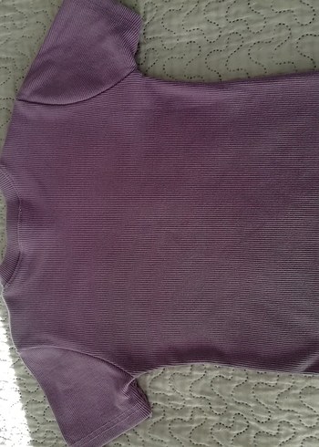 Mor Kısa Kollu Kadın Crop - Görsel 3