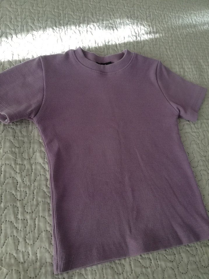 Mor Kısa Kollu Kadın Crop - Görsel 2