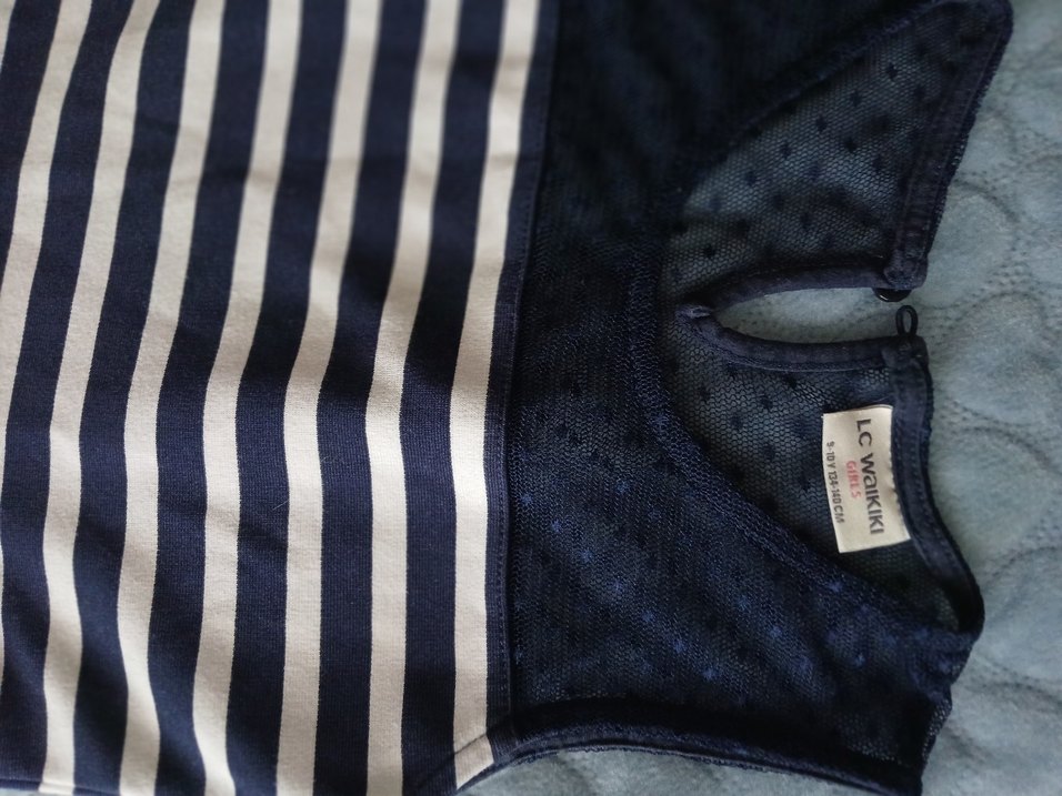 Çizgili kız çocuk elbise - Görsel 2