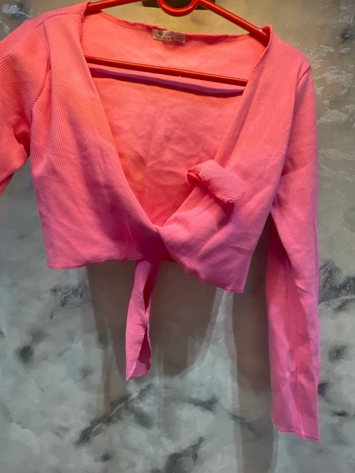 Kız Çocuk Pembe V Yaka Bolero - Görsel 3