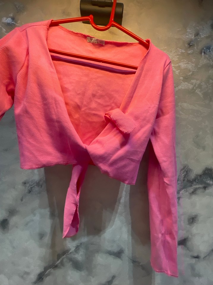 Kız Çocuk Pembe V Yaka Bolero - Görsel 2