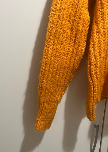 Turuncu Örgü Kadın Triko Kazak - Görsel 2