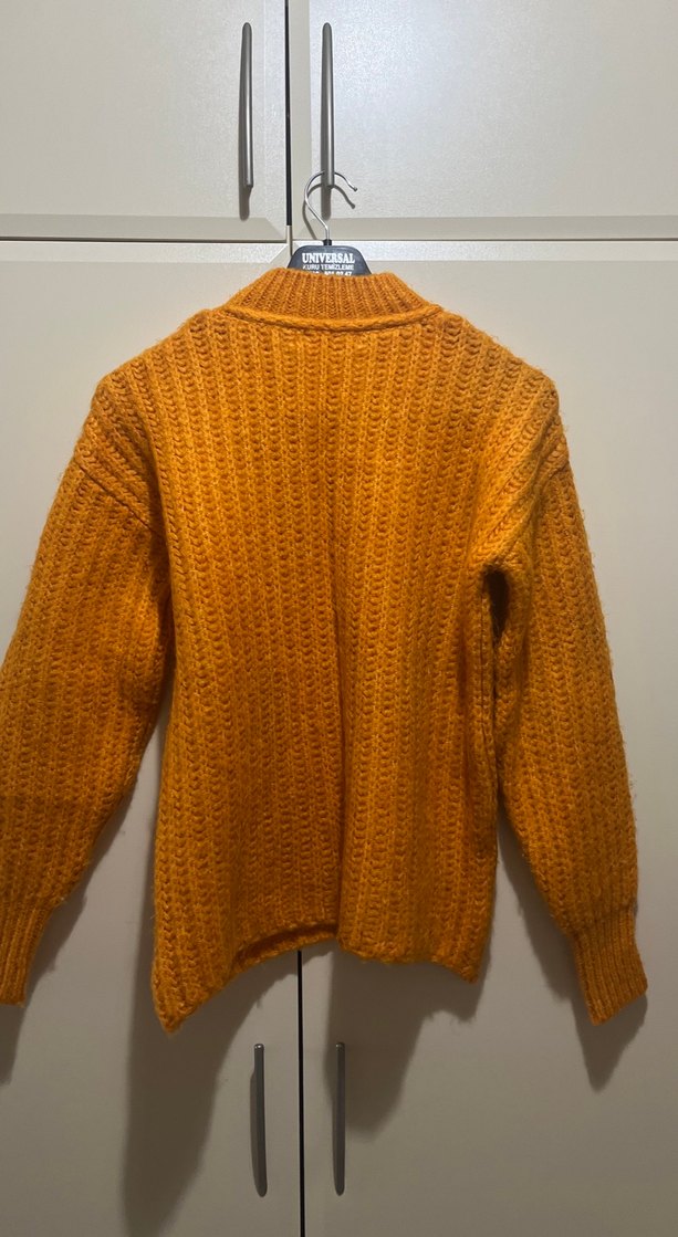 Turuncu Örgü Kadın Triko Kazak - Görsel 4