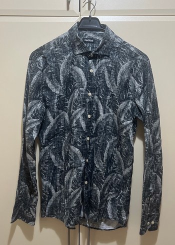 Gri Batik Desenli Uzun Kollu Erkek Gömlek
