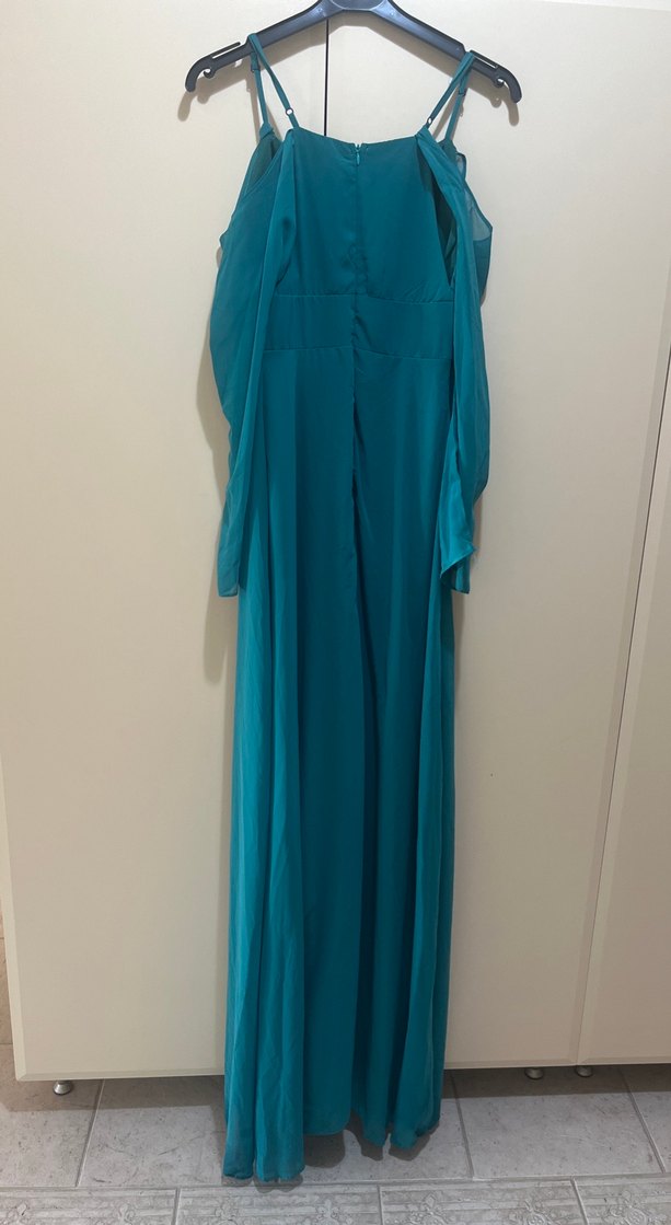 Turkuaz Uzun Abiye Elbise - Görsel 4
