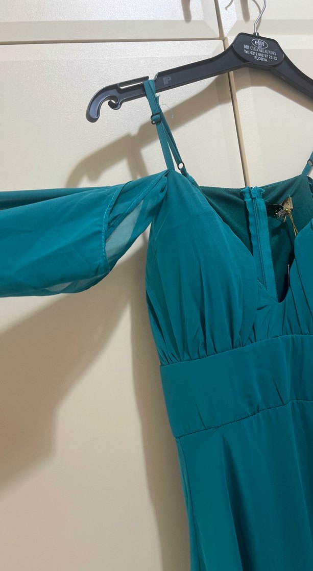 Turkuaz Uzun Abiye Elbise - Görsel 2