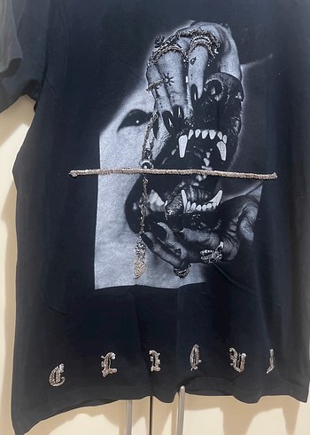 Zincir Detaylı Siyah Erkek Tişört Rh45 London - Görsel 2