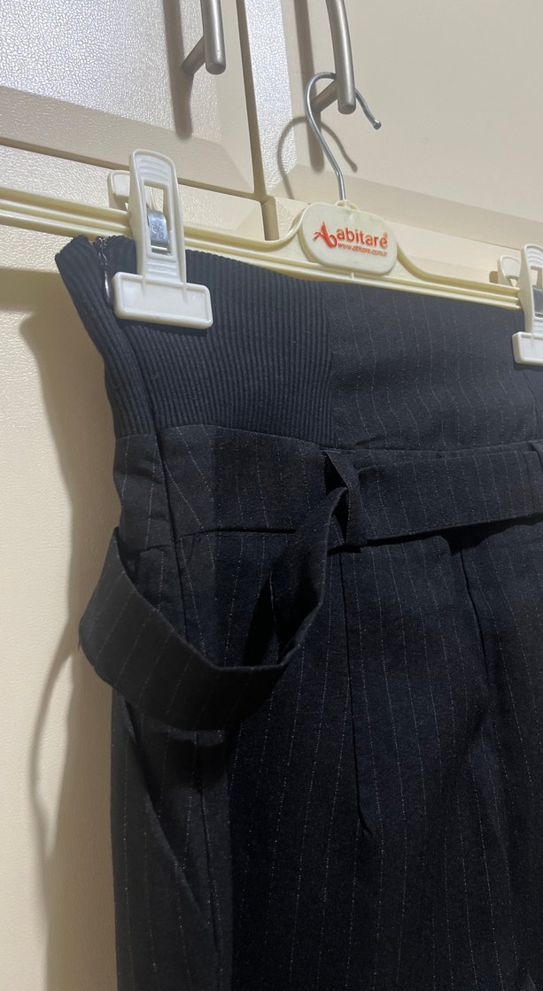 Kemerli Siyah Kadın Pantolon - Görsel 3