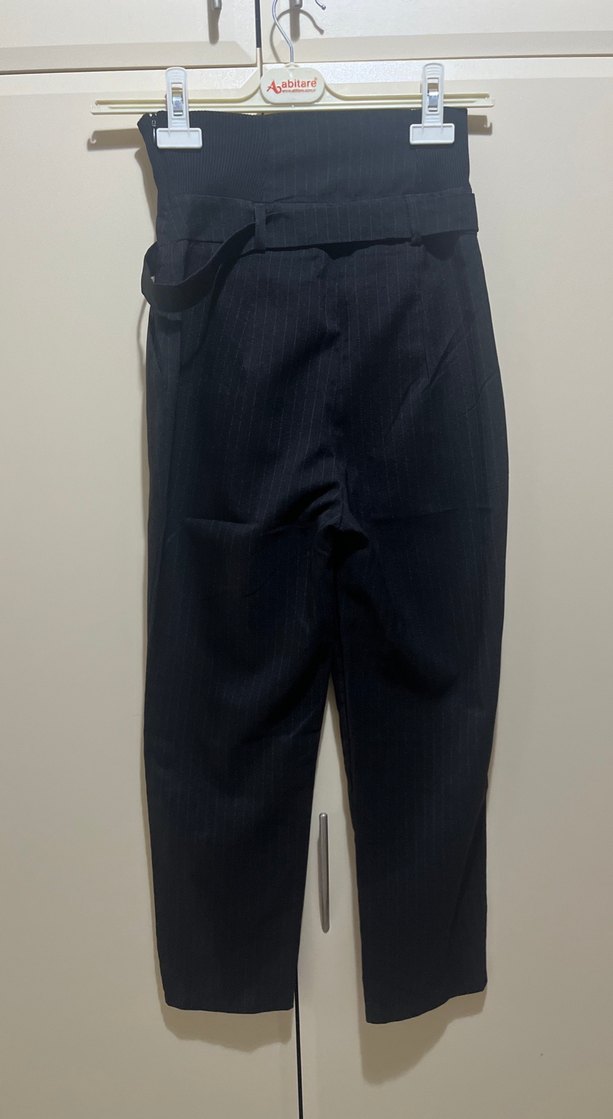 Kemerli Siyah Kadın Pantolon - Görsel 2