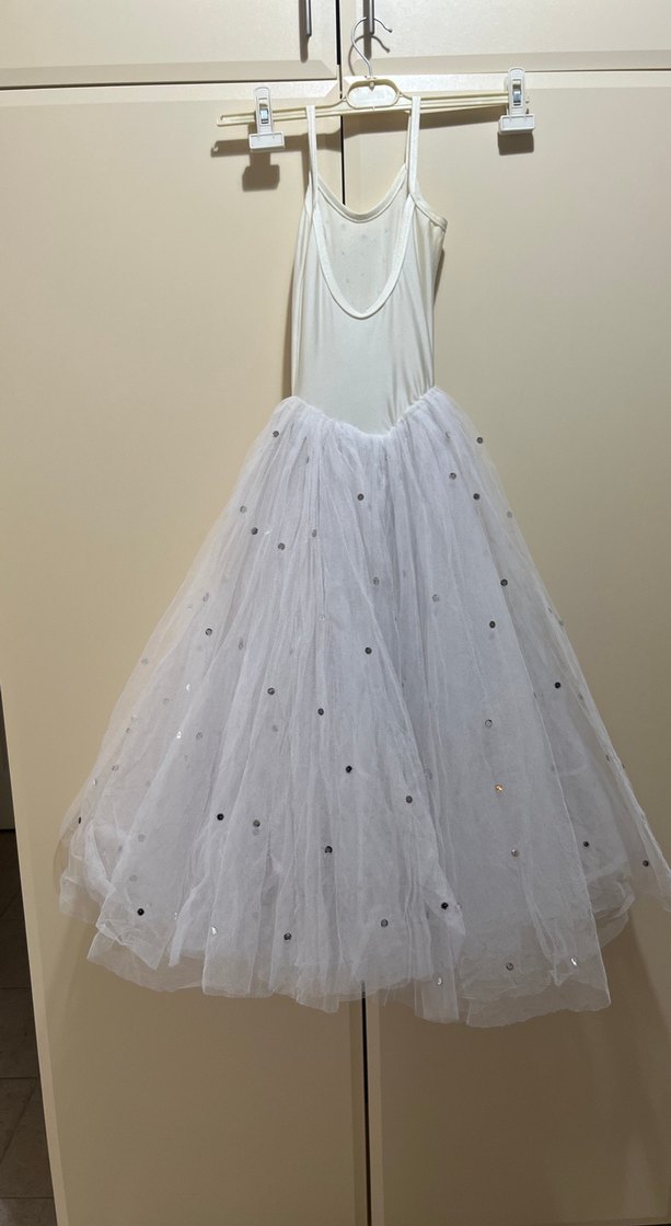 Beyaz Kız Çocuk Vals/Bale/Gösteri Elbisesi - Görsel 3