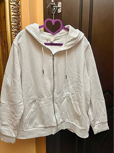 H&M Beyaz Kapüşonlu Sweat