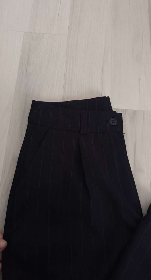 Kadın mavi mor karışımı Pilili Kumaş Pantolon - Görsel 4