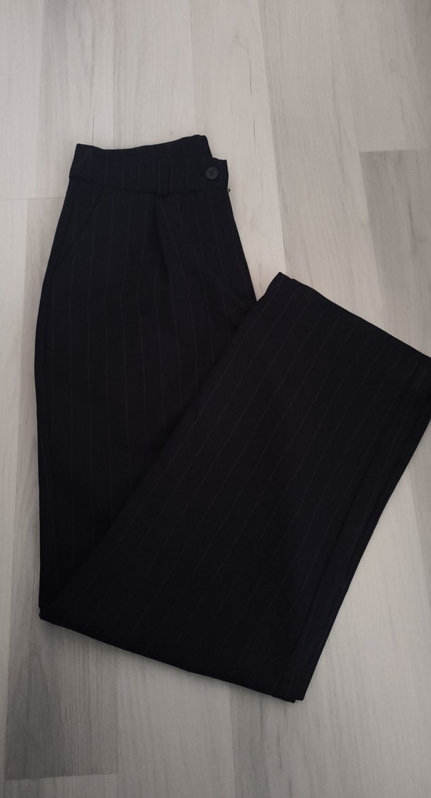 Kadın mavi mor karışımı Pilili Kumaş Pantolon - Görsel 3