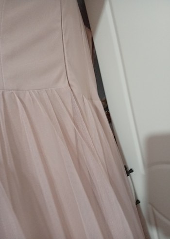 Bej Dantel Detaylı Uzun Kollu Abiye Elbise - Görsel 3